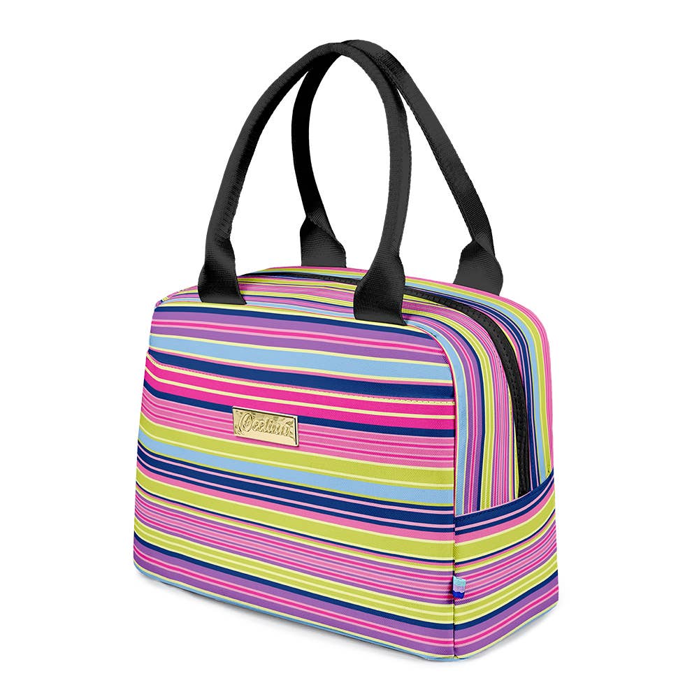 OEELINN Vibrant Stripe World Lunch Bag | Insulated & Stylish Tote