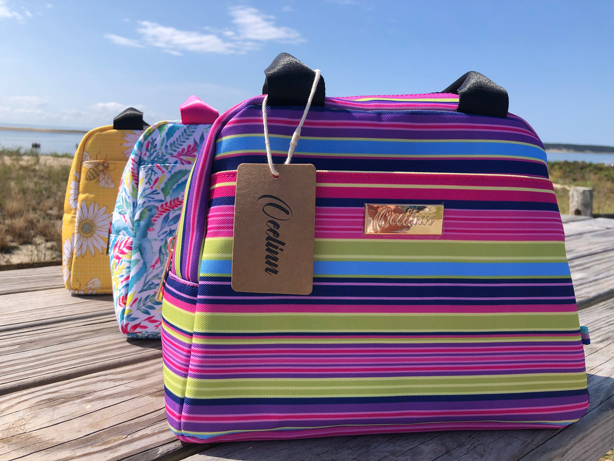 OEELINN Stripe Lunch Box Bag Bright Light