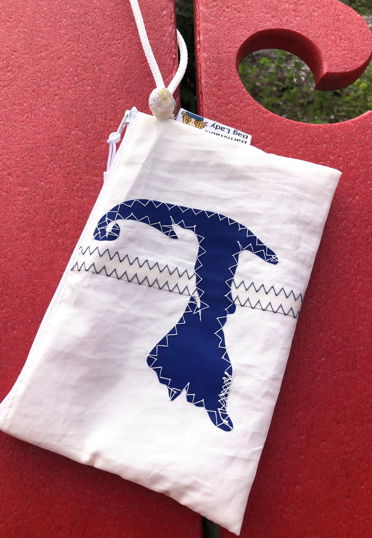 Navy w/Stitch Cape Reclaimed Sail Wristlet Handmade on Cape Cod, MA