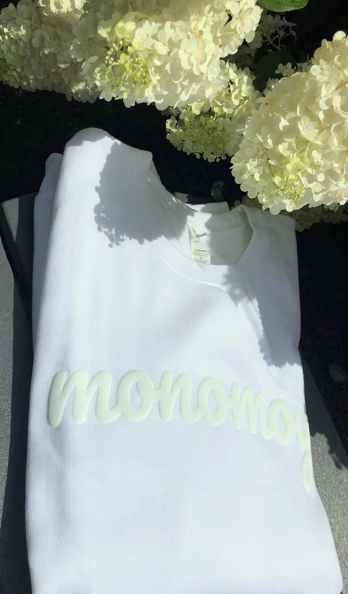 Monomoy Puffed Lettering Sweatshirt - White/White Unisex 50/50