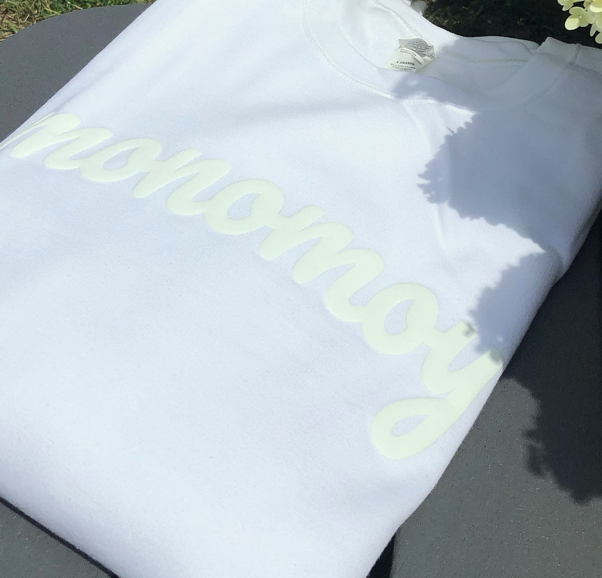 Monomoy Puffed Lettering Sweatshirt - White/White Unisex 50/50