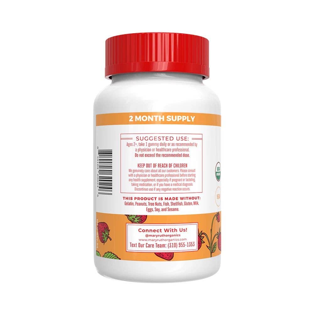 MaryRuth's Organic Vitamin D3 + B12 Gummies | 60 Count Strawberry flavor