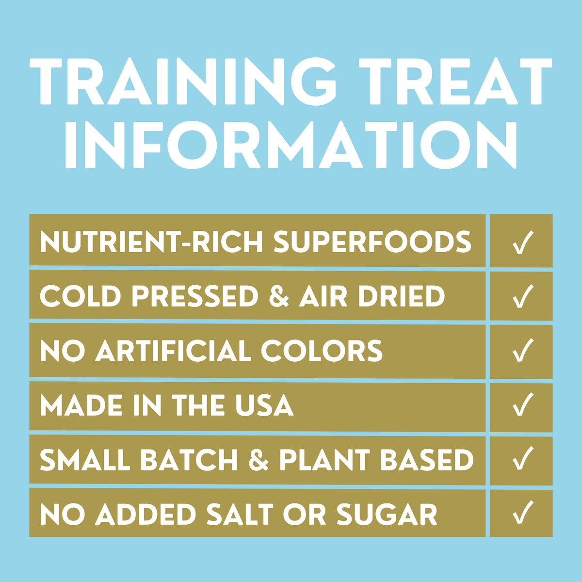 Product features graphic highlighting the healthy all-natural ingredients of GivePet Doggy Paddle training treats.