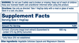 Solaray Turmeric Root Extract 600mg, 60 ct | Joint Liver & Gallbladder Health