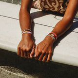 "Roxy Pink Tropics" Pink & Coral Island Vibe Hair Tie Bracelets: Size Medium