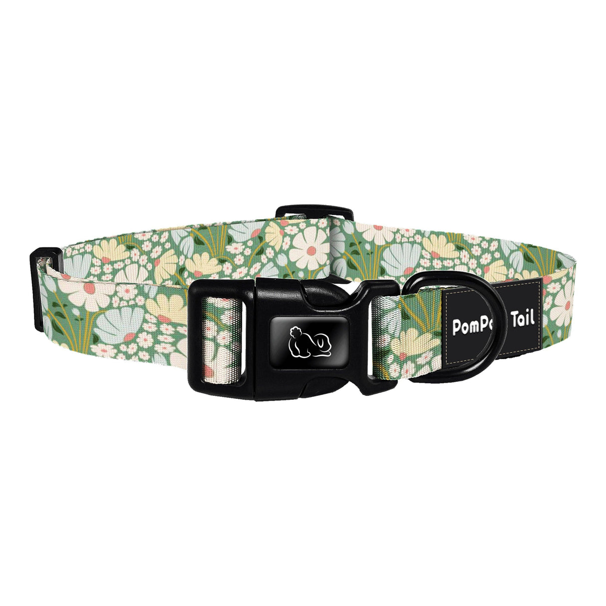 Boutique Styled Wild Daisy Design Dog Collar POMPOM TAIL: Size S