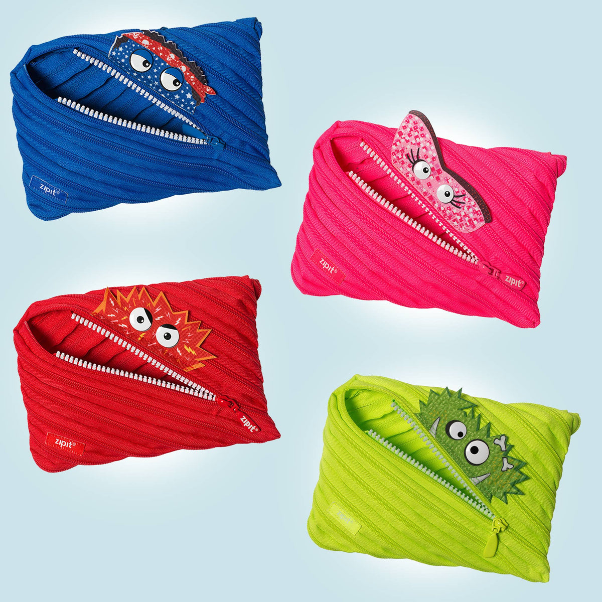 ZIPIT Monster Jumbo Pencil Pouch | Deep Red Large Case