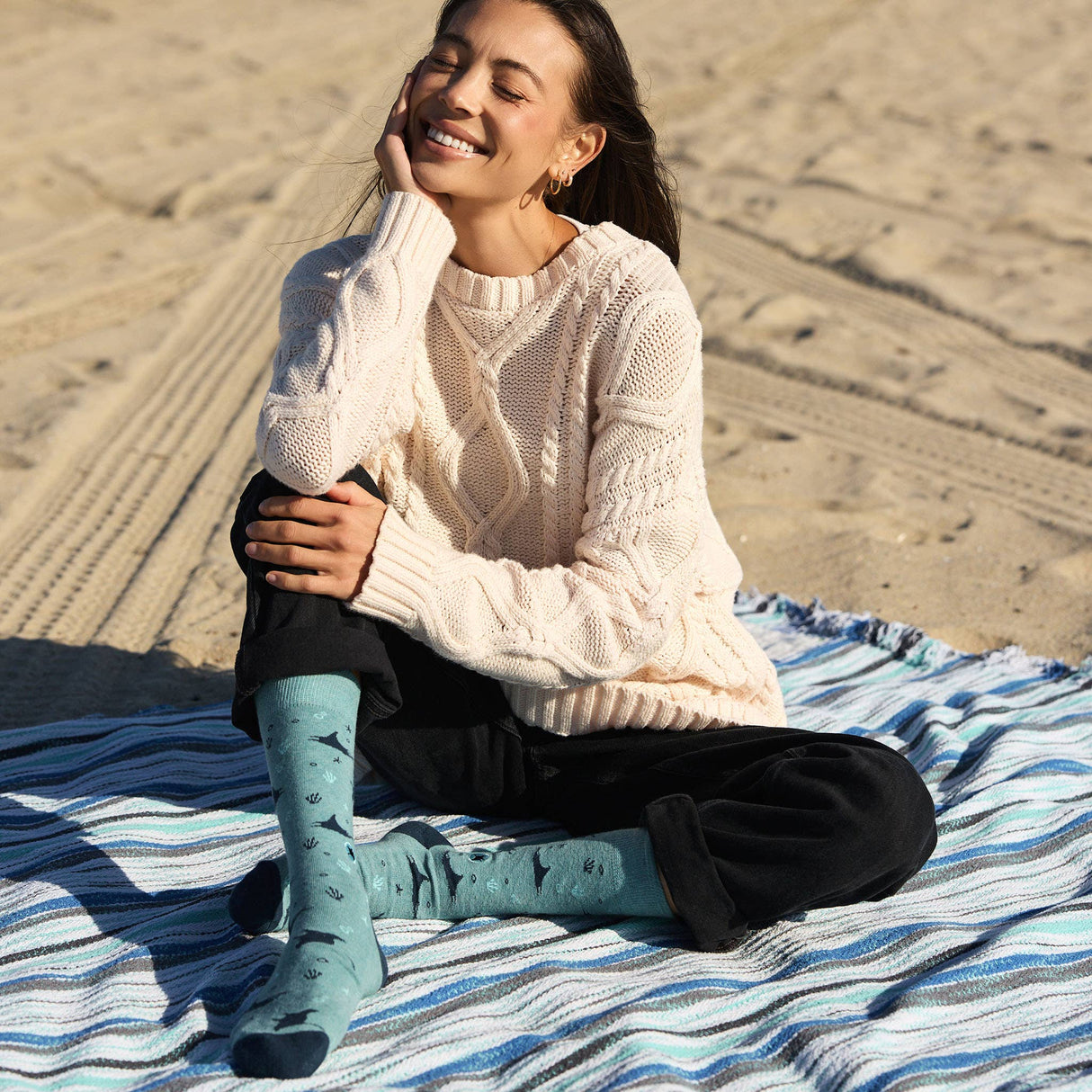 Socks that Protect Manta Rays | 70% Organic: Size Medium