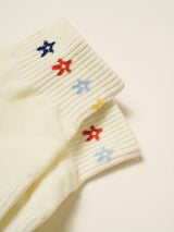 🌼 Cropped Crew Grip Sock for Pilates- Mini Flower Power - CREAM