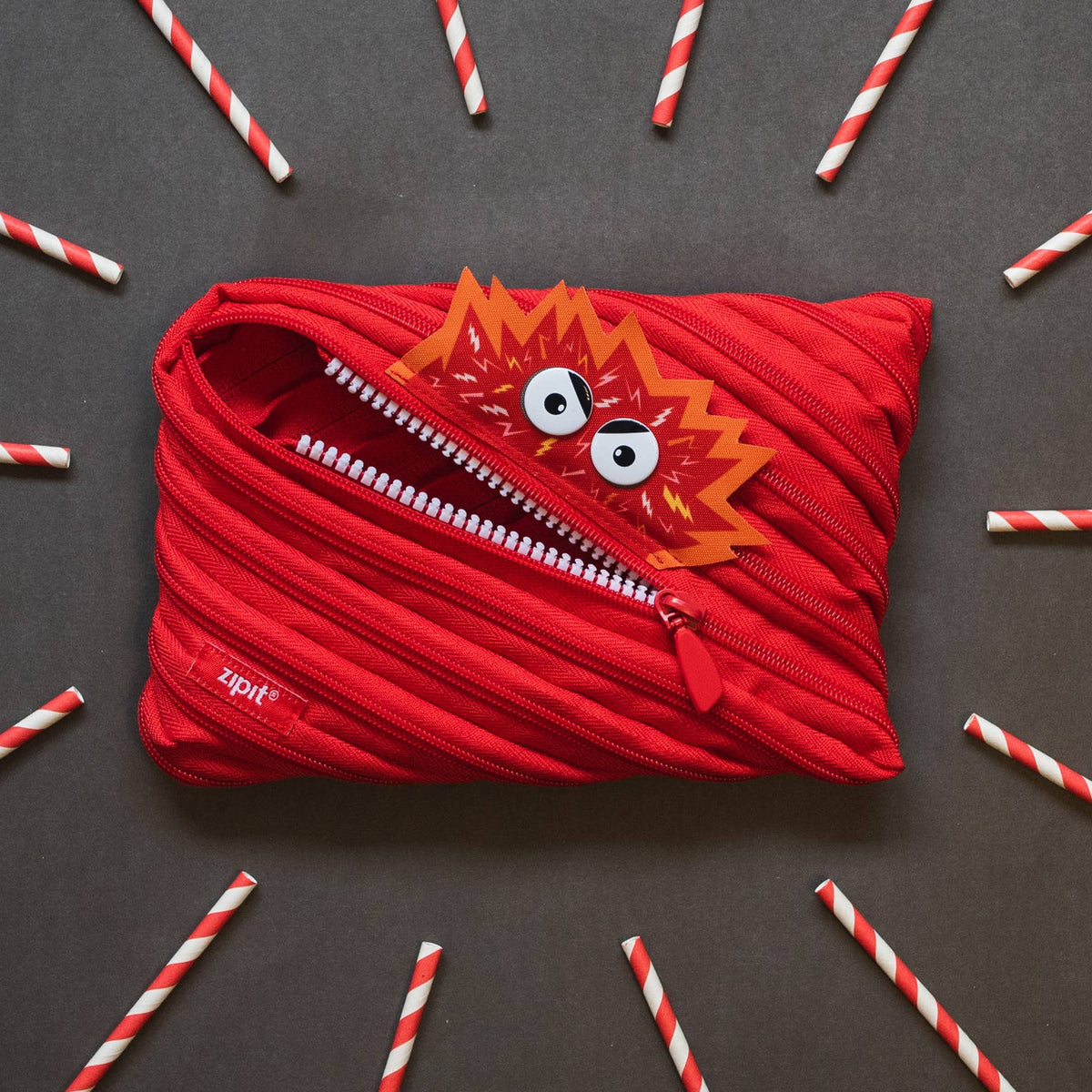 ZIPIT Monster Jumbo Pencil Pouch | Deep Red Large Case