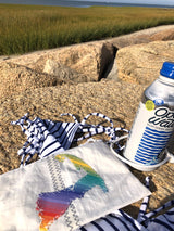 Rainbow w/Stitch Reclaimed Sailcloth Sail Wristlet Handmade on Cape Cod