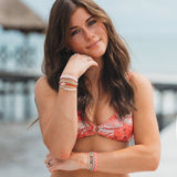 "Roxy Pink Tropics" Pink & Coral Island Vibe Hair Tie Bracelets: Size Medium