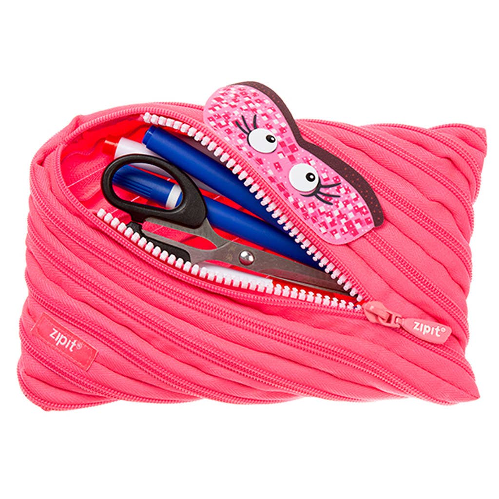 ZIPIT Monster Jumbo Pencil Pouch | Neon PINK Large Case