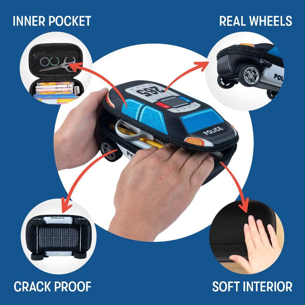 ZIPIT Law & Order Police Car Box, Pencil Case for Boys and Girls