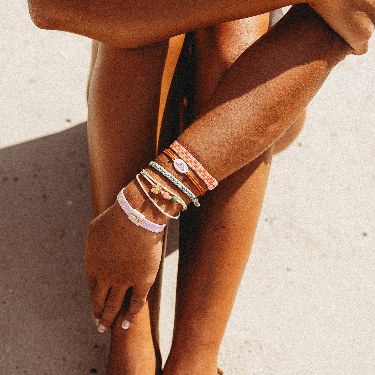 "Roxy Pink Tropics" Pink & Coral Island Vibe Hair Tie Bracelets: Size Medium