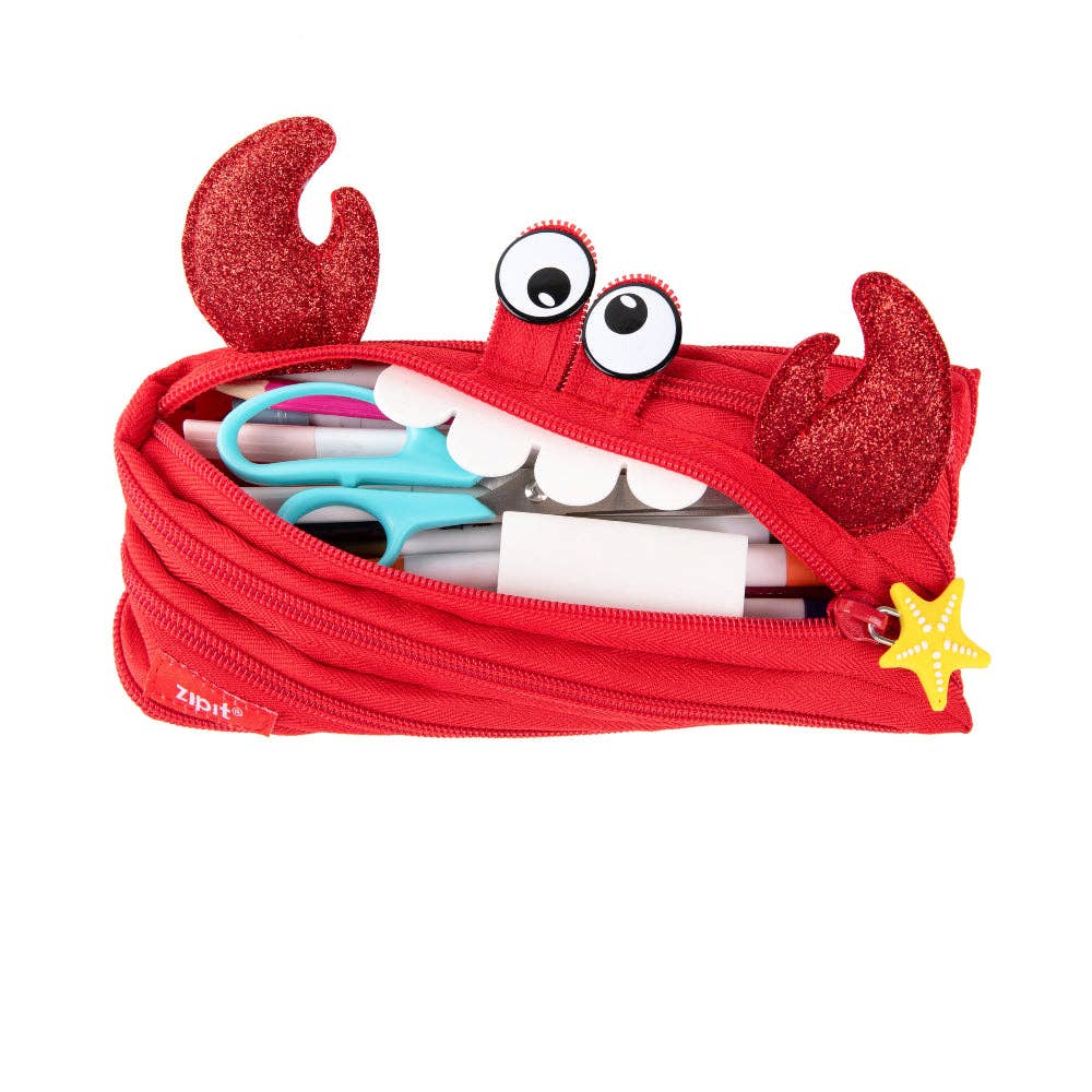ZIPIT Crab Pencil Case with Gift Box, Claws a Scene!