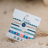 "Roxy Ocean Bloom" Tropical Blues Hair Tie Bracelets: Size Medium