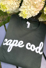 Cape Cod Puffed Lettering Sweatshirt - Dark Seaweed Green/White Unisex 50/50 (Copy)