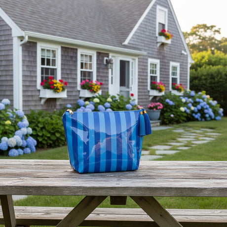 Coastal Blue Stripe Makeup Bag
