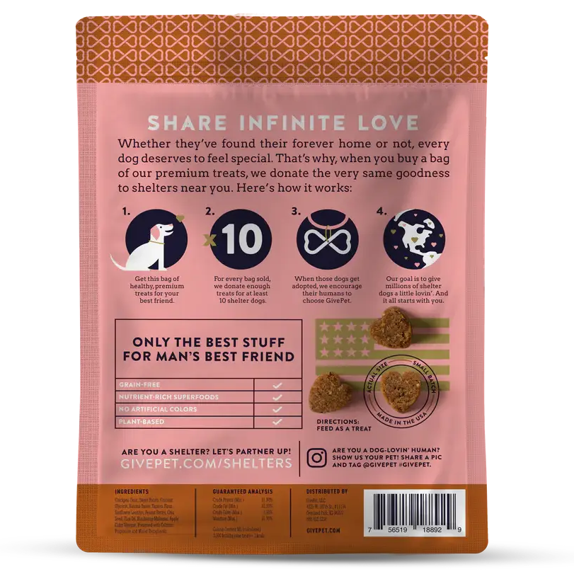 GivePet Upward Dog Soft & Chewy Training Treats Helps Homeless Dogs Ingredients