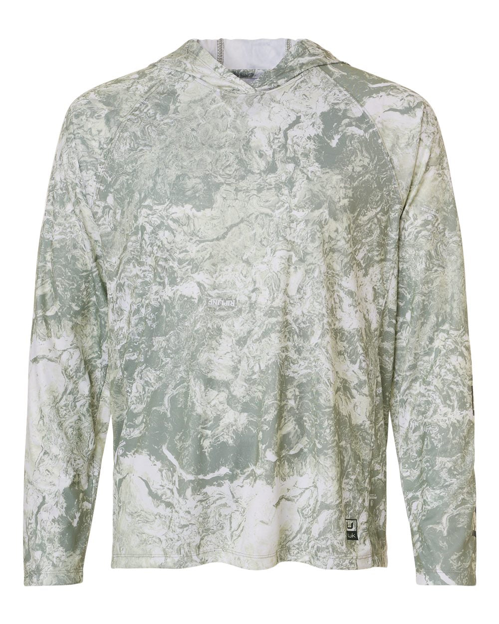 Huk Men's Pursuit Mossy Oak Hooded Long Sleeve Shirt - UPF 50+ Seagrass
