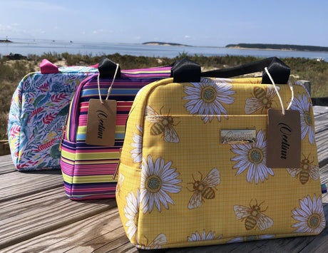 OEELINN Daisy Bees Lunch Bag Tote Yellow