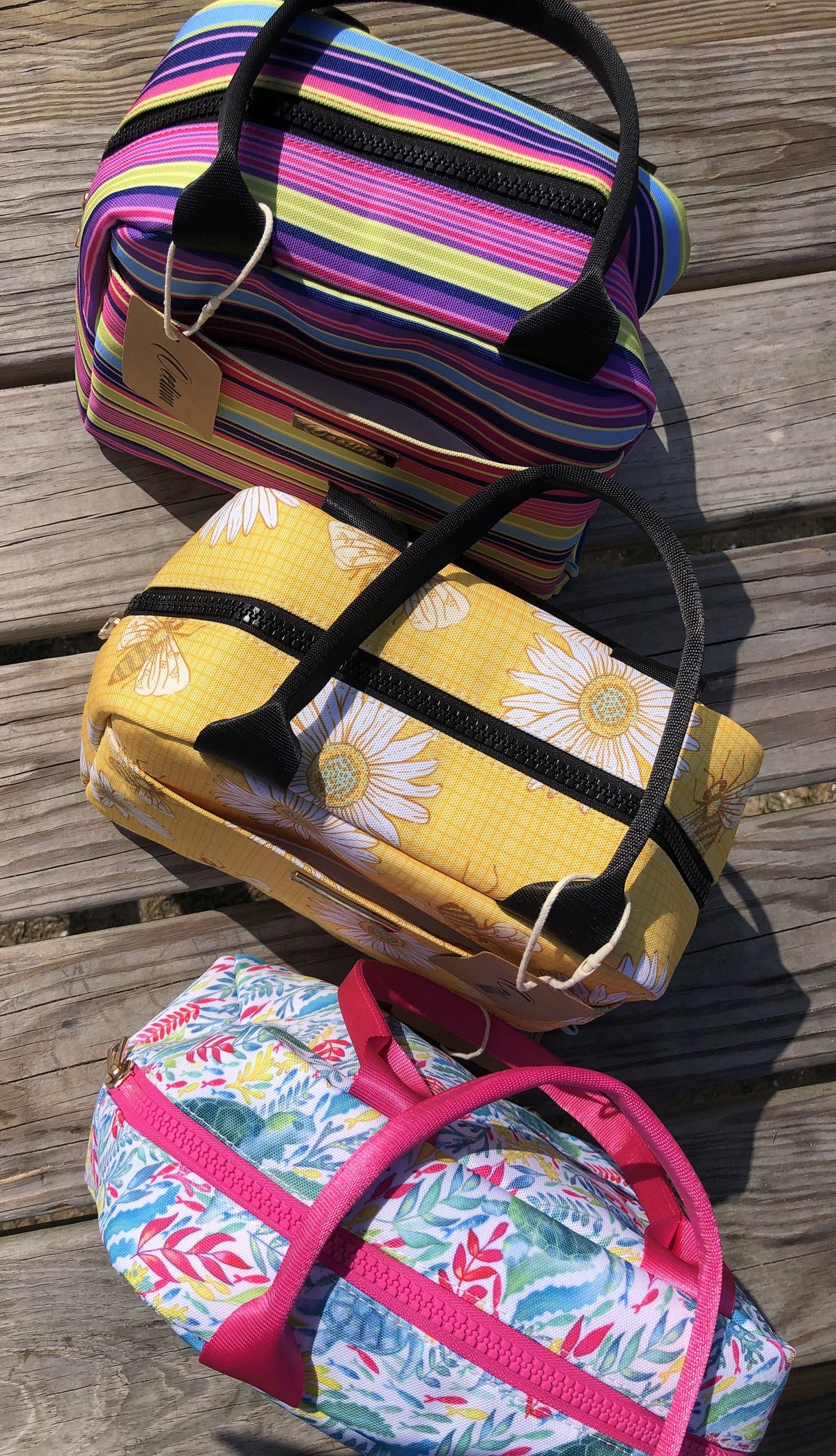  OEELINN Stripe Lunch Box Bag Bright Top