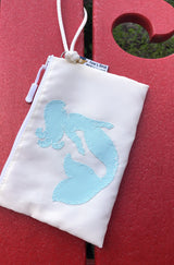 Mermaid Reclaimed Sail Wristlet Handmade on Cape Cod, MA - Light Blue