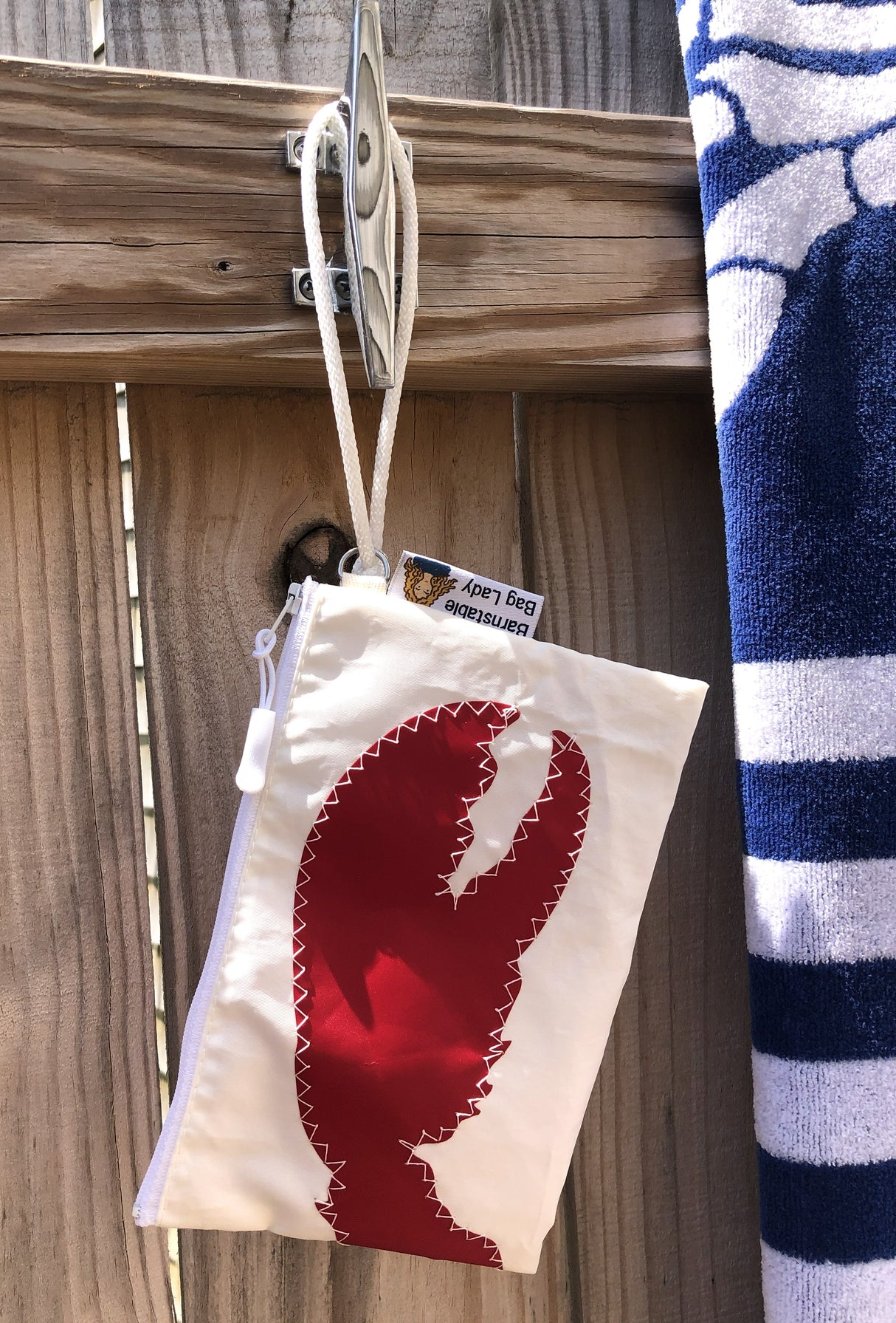 Red Lobster Reclaimed Sail Wristlet Handmade on Cape Cod, MA