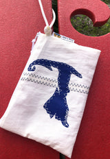 Navy w/Stitch Cape Reclaimed Sail Wristlet Handmade on Cape Cod, MA