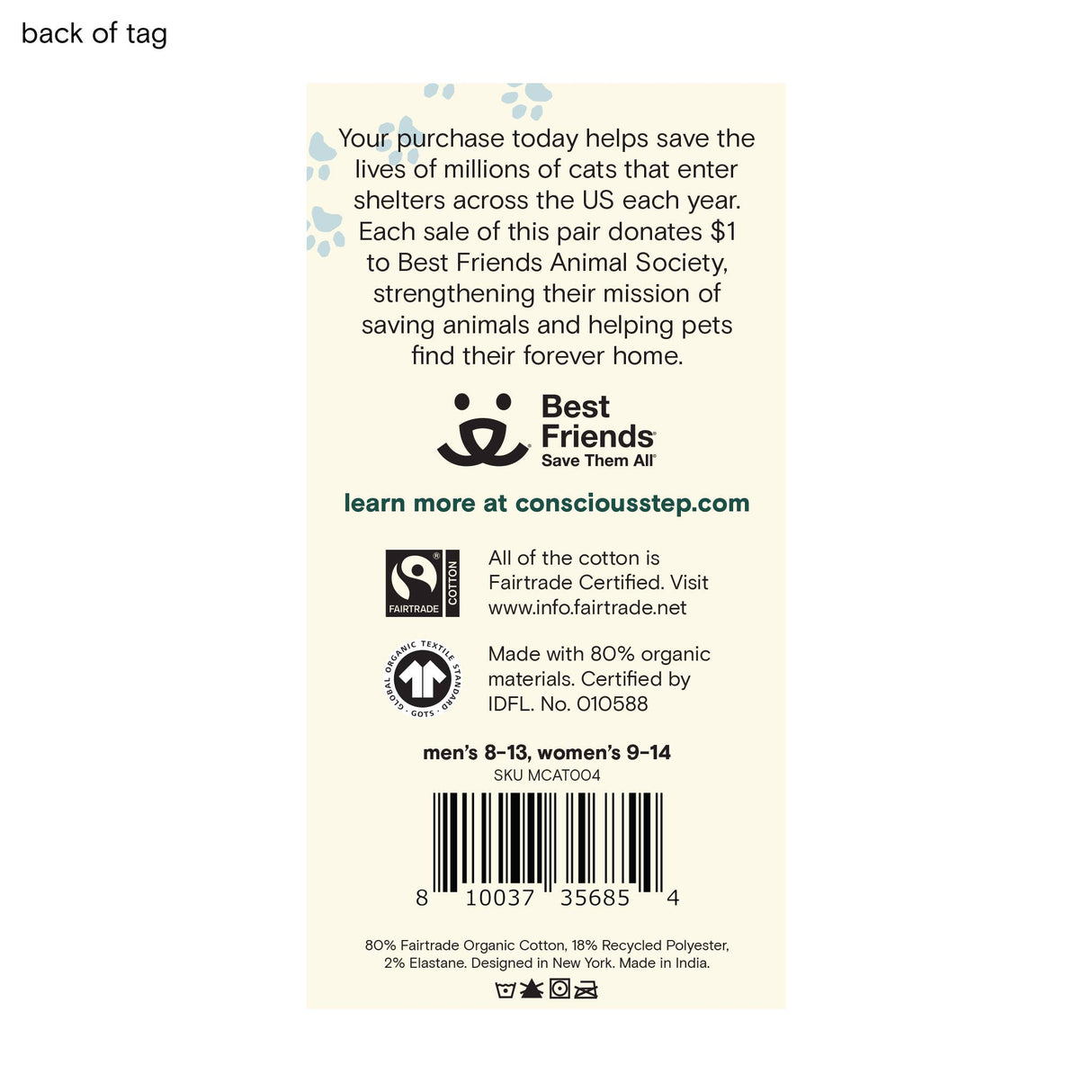 Save shelter cats with every step. Shop these 75% organic cotton socks. 