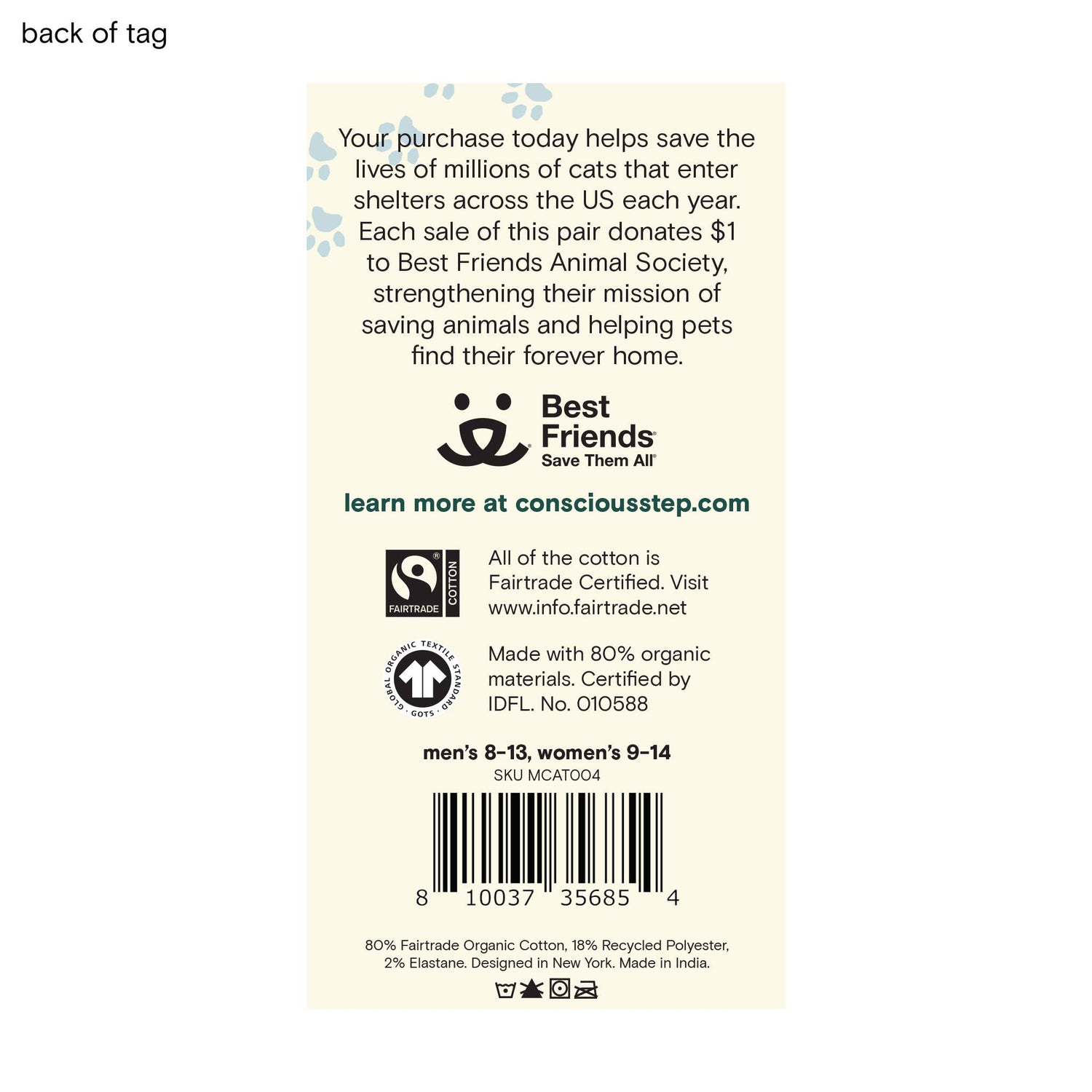 Save shelter cats with every step. Shop these 75% organic cotton socks. 