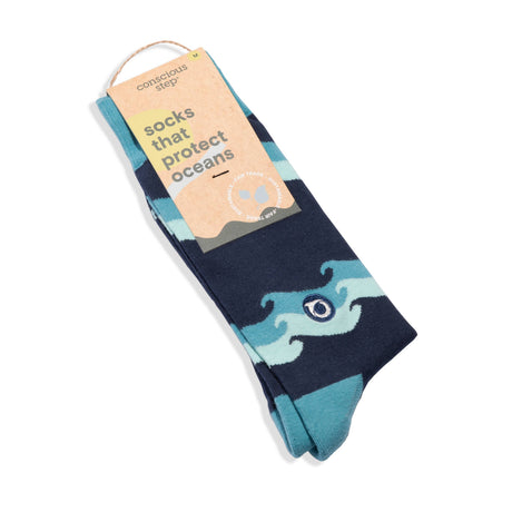 Protect our oceans with every step. These Fairtrade organic cotton socks support marine conservation. Features wave designs and comfy terry padding. Shop now!