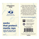 Socks that support Georgia Aquarium and its goal to strengthen the conservation of manta rays