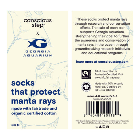 Socks that support Georgia Aquarium and its goal to strengthen the conservation of manta rays
