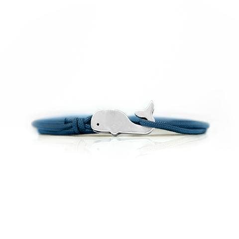 Whale Bracelet in Silver and Navy