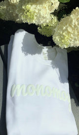 Monomoy Puffed Lettering Sweatshirt - White/White Unisex 50/50