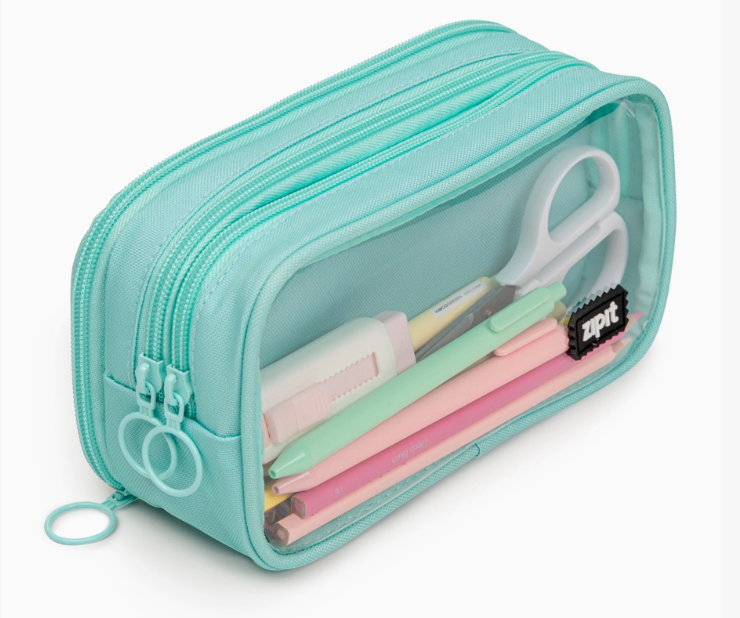 ZIPIT Half & Half Pencil Case | Aesthetic Clear-Front Pencil Pouch