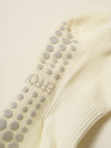 🌼 Cropped Crew Grip Sock for Pilates- Mini Flower Power - CREAM