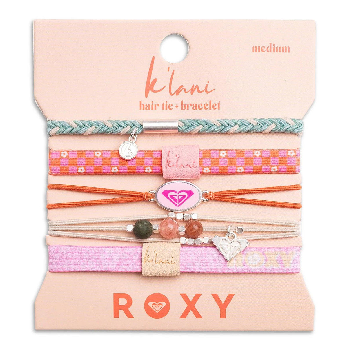 "Roxy Pink Tropics" Pink & Coral Island Vibe Hair Tie Bracelets: Size Medium