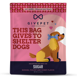 GivePet Sugar soft-baked dog treats that support animal shelter dogs, shown in main product packaging view. 